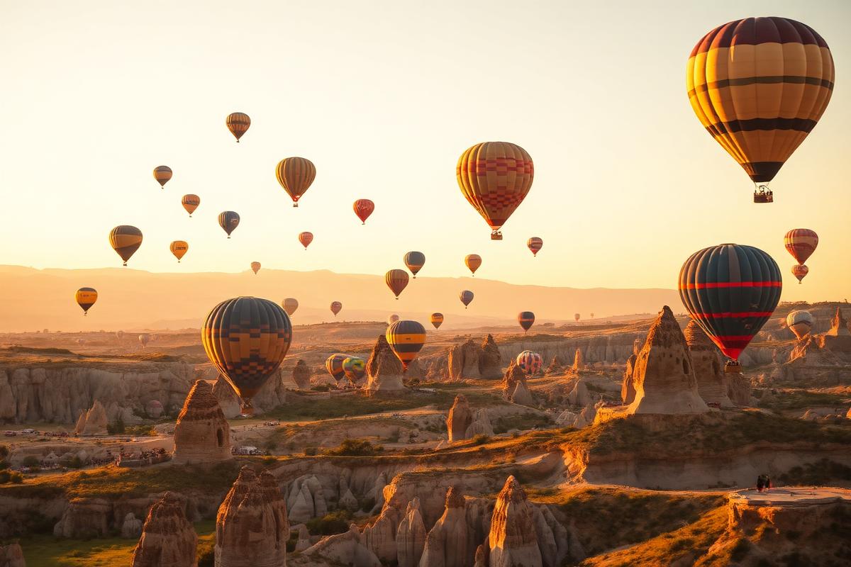 Heißluftballone über Kappadokien bei Sonnenaufgang